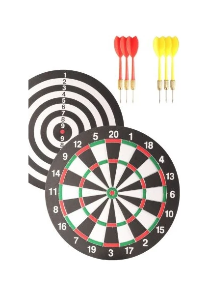 Dart Seti Büyük Boy  43 cm (17 Inç) + 6 Dart Oku (6 Gr) Hedef Tahtası