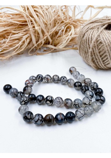 Sertifikalı Akrep Akik Küre Kesim 10 mm Doğal Taş Dizi