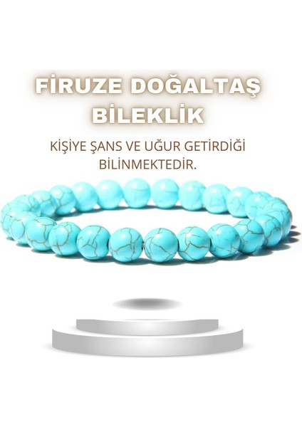 Sertifikalı Firuze Doğal Taş Bileklik ( Şans ) 8 mm