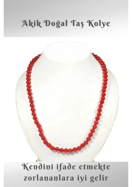 Sertifikalı Akik Doğal Taş Kolye (Bedeni Güçlendirici Etkisi Vardır) 6 mm ( )