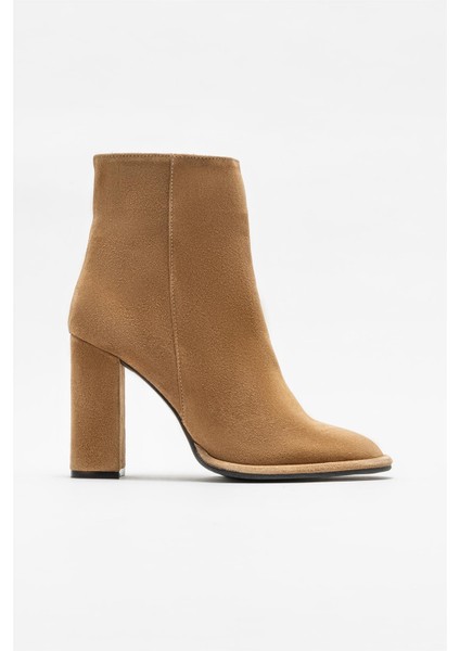 Taba Deri Kadın Topuklu Bot