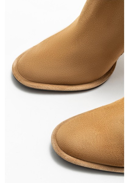 Taba Deri Kadın Topuklu Bot modelleri