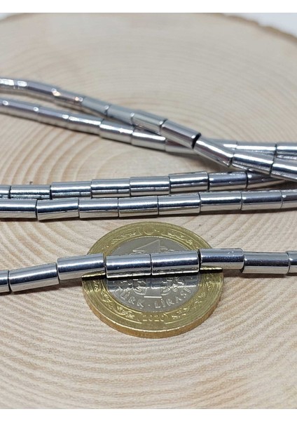 Sertifikalı Hematit Taşı Silindir Dizi 4X8MM (36765)