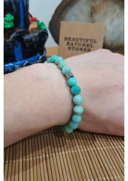 Sertifikalı Amazonit Doğal Taş Bileklik 8 mm ( Tütsü ) ( %100 Kalite ) ( Huzur ve Mutluluk ) modelleri