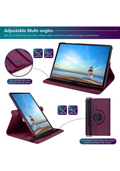 Case Logic Samsung Galaxy S9 Plus 12.4 Inç SM-X810 Tablet Kılıfı 360 Dönebilen Stand Tam Koruma Akıllı Kapak + Dokunmatik Kalem