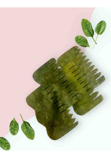 Doğal Yeşim Taşı Gua Sha Tırtıklı Tarak Masaj&bakım