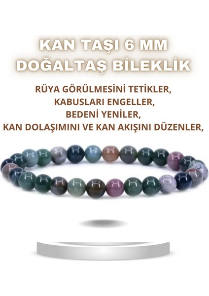 Sertifikalı Kan Taşı Doğal Taş Bileklik 6 mm ( Zarif, Ince ) ( Sezgileri Kuvvetlendirir, )