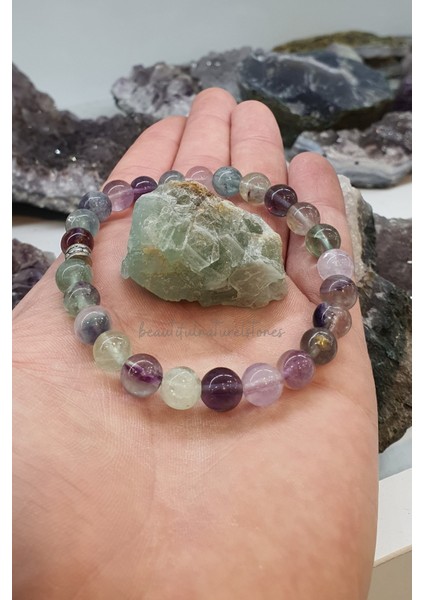 Sertifikalı Florit Doğal Taş Bileklik 8 mm ( Taş ) (Konsantrasyonu ve Motivasyonu Arttırır ) fiyatları