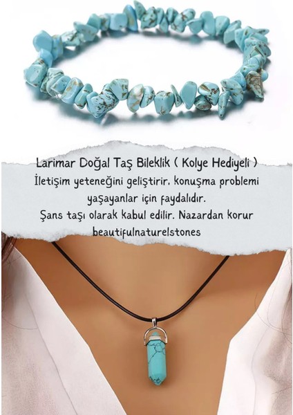 Sertifikalı Larimar Doğal Taş Bileklik ( Kolye )