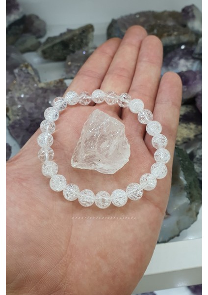 Sertifikalı Necef Doğal Taş Bileklik 8 mm ( Kristal Kuvars )