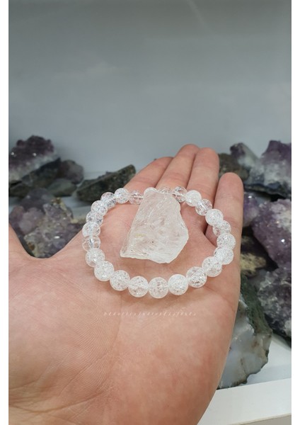 Sertifikalı Necef Doğal Taş Bileklik 8 mm ( Kristal Kuvars ) modelleri