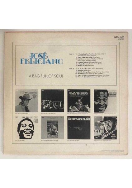 José Feliciano A Bag Full Of Soul Lp Plak (Orjinal 1970 Alman Baskı)