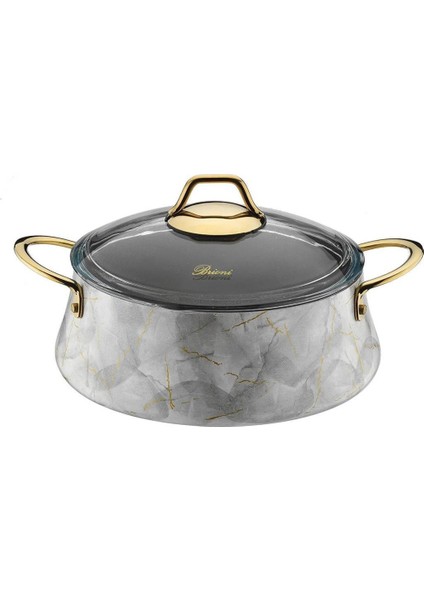 Marble 26 cm Beyaz Basık Tencere