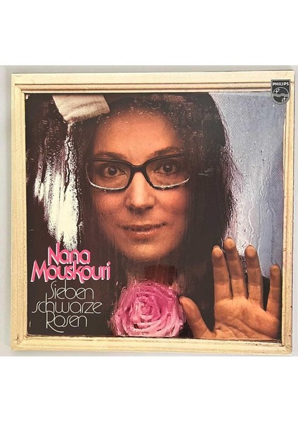 Nana Mouskouri Sieben Schwarze Rosen Lp Plak (Orjinal 1975 Alman Baskı)