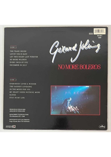 Gerard Joling No More Boleros Lp Plak (Orjinal 1989 Hollanda