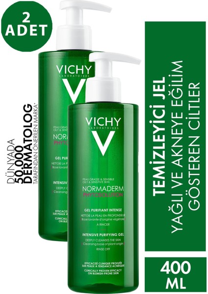 La Roche-Posay Vichy Normaderm Phytosolution Arındırıcı Temizleme Jeli 400 ml 2 Adet