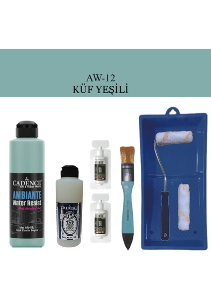 Fayans Tezgah B - Ambiente Islak Zemin Aw - 12 Küf Yeşil 250 ml Katalizör 20 gr Taş Vernik 120 Saten Rulo Set