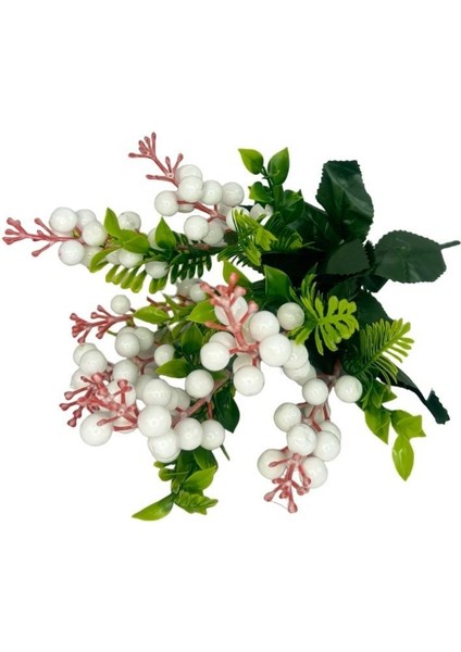 Yapay Çiçek Kokina Demet Beyaz K51 Yılbaşı Çiçeği Christmas White Berry modelleri