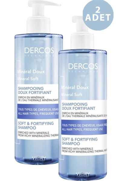 Dercos Mineral Soft Şampuan 400 ml x 2 Adet