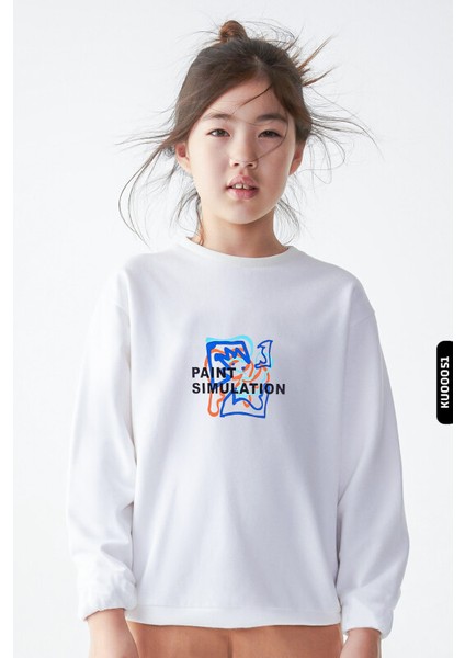 Kız Çocuk Puzzle Sweatshirt 8-14 Yaş 35361