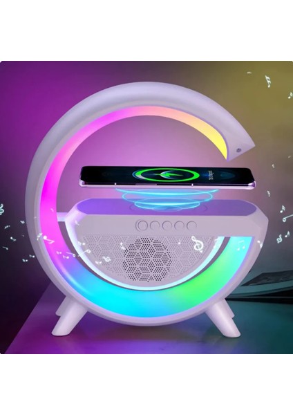 MD-G111 Rgb Işıklı Kablosuz Şarj Bluetooth Hoparlör Speaker 15 Watt Beyz 1800MAH Bt/tf/usb Wireless