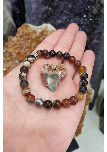 Sertifikalı Akik Doğal Taş Bileklik 8 mm ( Kan Taşı )