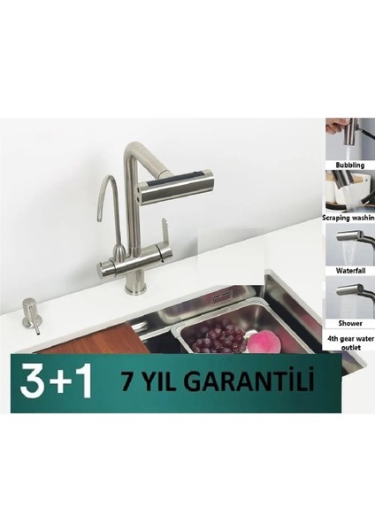 Mutfak Eviye Bataryası Arıtma Çıkışlı Sıvı Sabunluk Duş Şelale 4 Fonksiyon Nikel fiyatları