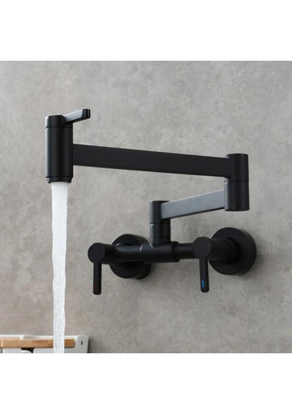Mutfak Evye Bataryası Tezgah Üstü Katlanır 2 Akış Ayarlı Mat Siyah