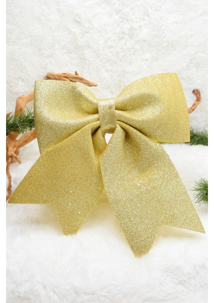 Sarı Kurdela Yılbaşı Süsü 20x20 cm Parlak Renkli Dekoratif Aksesuar