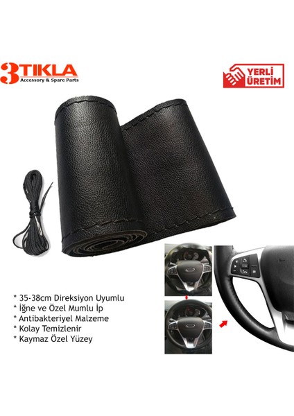 Lüks Set Fiat Linea 2009 Delmesiz Çelik Ayaklı Gri-Siyah Kolçak Kol Dayama, Direksiyon Kılıfı