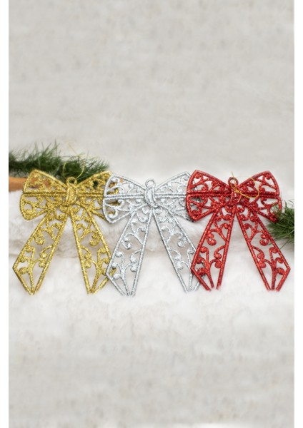 3lü Simli Kurdela Yılbaşı Çam Ağacı Süsü 14*11 Cm fiyatları