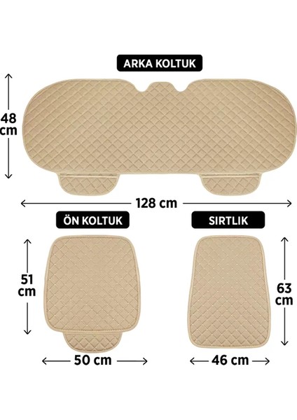 Tay Tüyü Cepli & Terletmez Kumaş Sırtlı Oto Koltuk Minder Seti - Koltuk Koruma Kılıfı (3'lü Set)