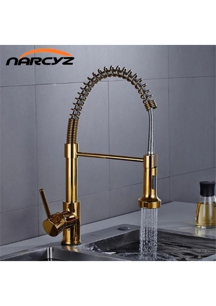 Mutfak Evye Bataryası Spiralli ve Fiskiyeli Yeni Model Gold Renk