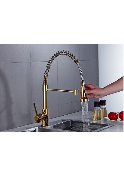 Mutfak Evye Bataryası Spiralli ve Fiskiyeli Yeni Model Gold Renk modelleri