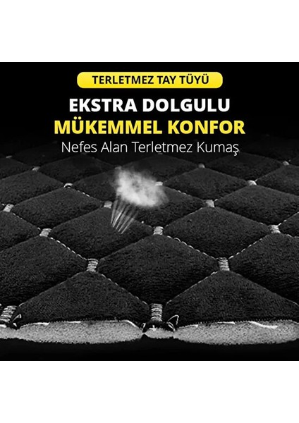 Mısırlıgrup Tay Tüyü Cepli & Terletmez Kumaş Sırtlı Oto Koltuk Minder Seti - Koltuk Koruma Kılıfı (3'lü Set)