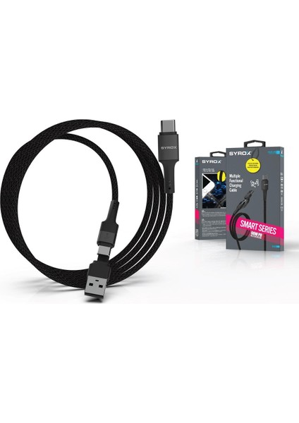 C143 60W 2 In 1 To Type-C Hasir Ultra Hızlı Şarj & Data Kablosu