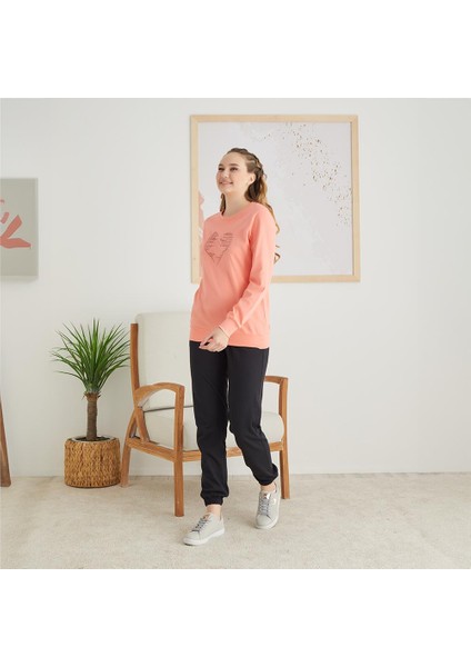 Rozalinda 2808 Kadın Kışlık O-Yaka Pijama Takım