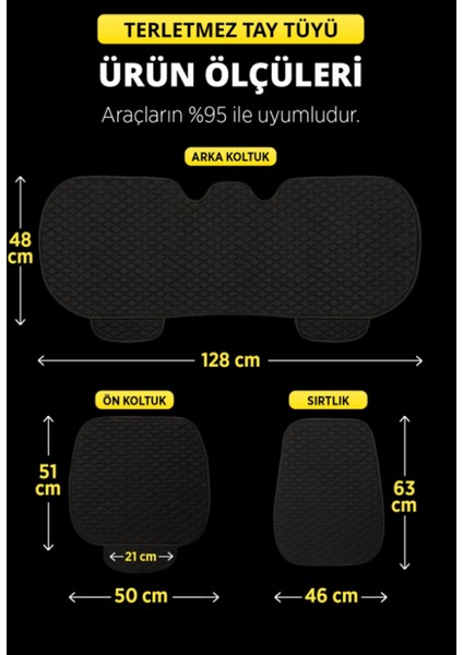 Mısırlı Grup Mısırlıgrup Tay Tüyü Cepli & Terletmez Kumaş Sırtlı Oto Koltuk Minder Seti - Koltuk Koruma Kılıfı (3'lü Set)