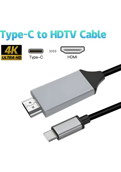 Type-C HDMI USB 3.1 Uyumlu Adaptör Kablosu Hdtv 30Hz 4K Usb-C Kablo Pc Için Monitör