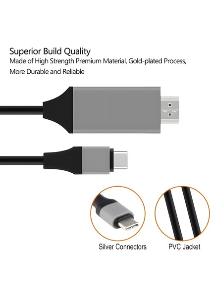 Type-C HDMI USB 3.1 Uyumlu Adaptör Kablosu Hdtv 30Hz 4K Usb-C Kablo Pc Için Monitör