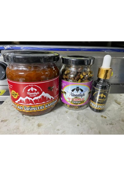 Çiçek Ballı Arı Ürünleri Karışımı 500 gr (Bal, Polen, Perga, Propolis)