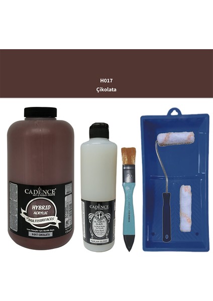 Mobilya Boyası - Multisurface H - 017 Çikolata 2lt Ultimate Parlak Vernik 500 ml Saten Rulo Set