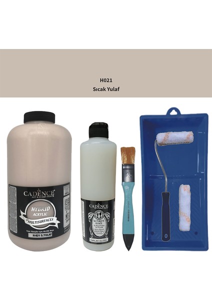 Mobilya Boyası - Multisurface H - 021 S Yulaf 2lt Ultimate Parlak Vernik 500 ml Saten Rulo Set