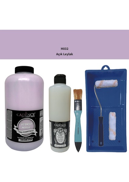 Mobilya Boyası - Multisurface H - 032 Açık Leylak 2lt Ultimate Parlak Vernik 500 ml Saten Rulo Set