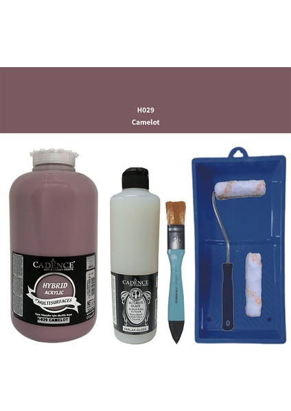 Mobilya Boyası - Multisurface H - 029 Camelot 2lt Ultimate Parlak Vernik 500 ml Saten Rulo Set