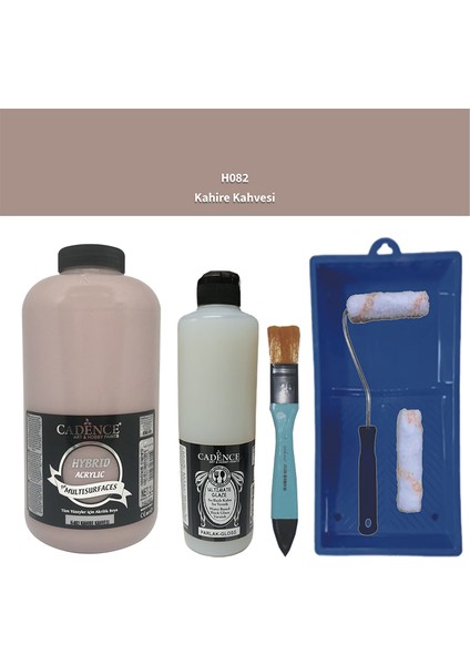 Mobilya Boyası - Multisurface H - 082 Kahire Kahvesi 2lt Ultimate Parlak Vernik 500 ml Saten Rulo Set