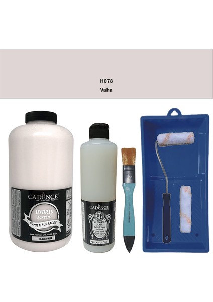 Mobilya Boyası - Multisurface H - 078 Vaha 2lt Ultimate Parlak Vernik 500 ml Saten Rulo Set