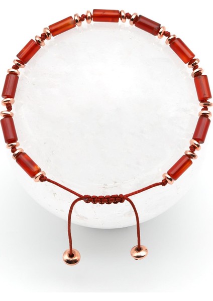 Akik Doğal Taş Makrome Örme Bileklik