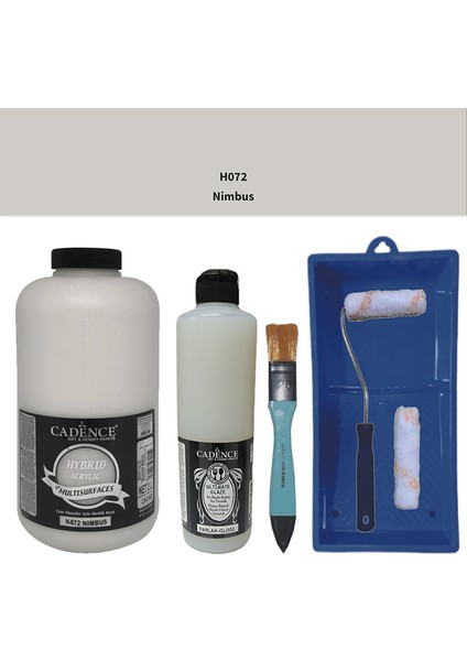 Mobilya Boyası - Multisurface H - 072 Nımbus 2lt Ultimate Parlak Vernik 500 ml Saten Rulo Set