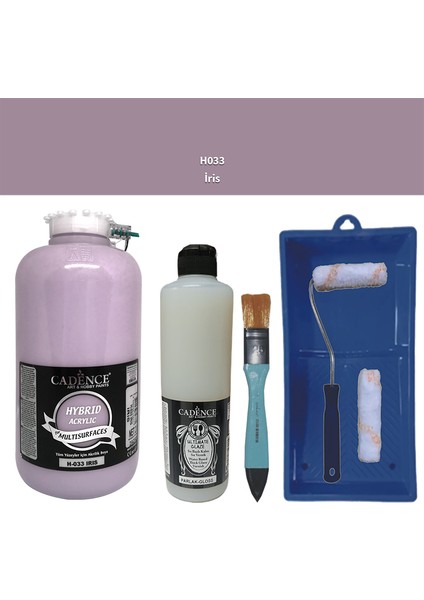 Mobilya Boyası - Multisurface H - 033 Irıs 2lt Ultimate Parlak Vernik 500 ml Saten Rulo Set